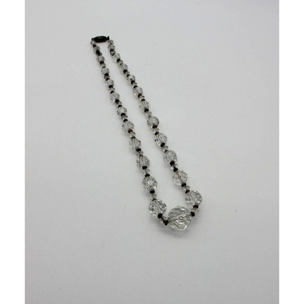 Art Deco vintage graduated stepped cut crystal bead choker necklace